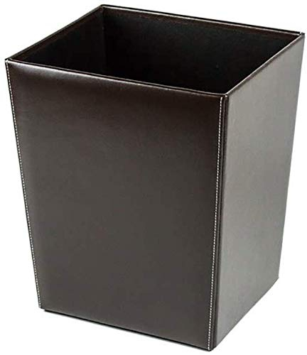 DELMON VARONE - Papierkorb aus Cambridge Top Grain Leder braun, Stylischer Abfalleimer für Schreibtisch, Büro und Zuhause, Eimer aus Premium Echtleder für Müll und Papier, Maße: 25 x 21 x 30 cm