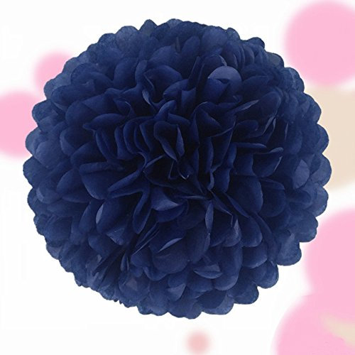PomPoms und Wabenbälle - Wunderschöne Dekoration - 20, 25, 30 cm - Hochwertige Qualität! (PomPom 25 cm - Königsblau/Blau)