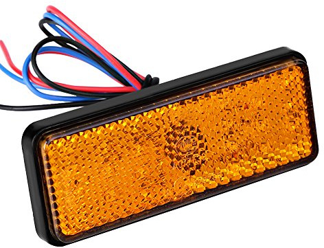 Keenso 12V 24 LED Motorcycle Tail Light Turn Light, Universal Tail Brake Stop Lamp Light Rectangle for Scooters ATVs Moped Tricycles(Amber) motorcycle lights motorcycle lights