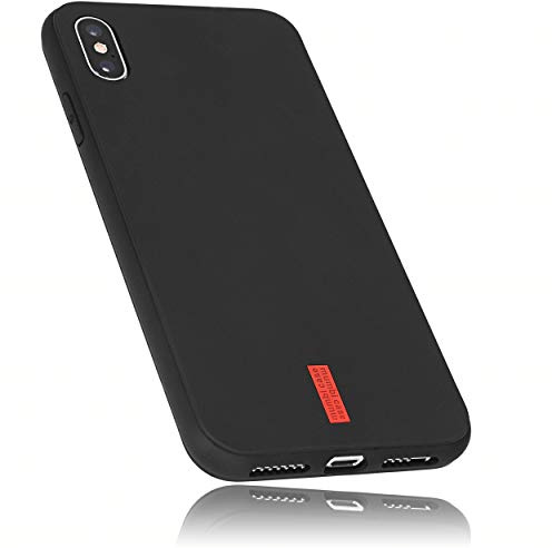 mumbi Hülle kompatibel mit iPhone XS Max Handy Case Handyhülle, schwarz mit rotem Streifen