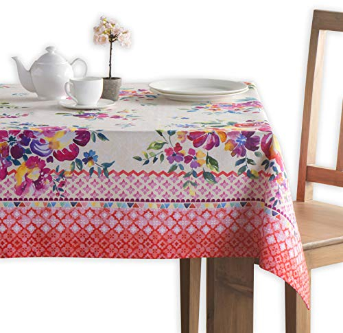 Maison d' Hermine Rose Garden 100% Coton Nappe pour Cuisine dîner Table décoration fête Mariage, fête mères Printemps/été (Rectangle, 140cm x 180cm)