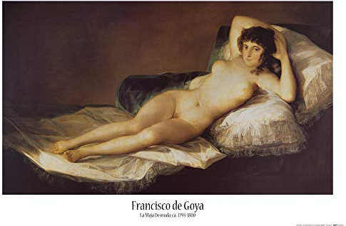 1art1 Francisco De Goya Poster Die Nackte Maja, 1800 Plakat | Bild 91x61 cm