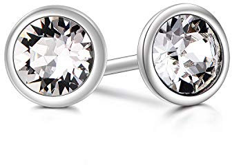 AOBOCO Simulierter Diamant Moissanite Ohrringe, Ohrstecker 925 Silber Zirkonia Damen Ohrringe Stecker mit Kristallen (6mm)