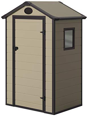 Gardiun Abri de Jardin en Résine Stella 1,34 m² 102x132x203 cm Écru/Marron