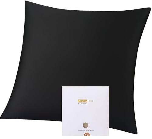 ZIMASILK Kissenbezug aus 100% Seide für Haare und Haut. Doppelseitige 19 Momme Reine Maulbeerseide Kissenhülle mit Reißverschluss, 1 Stück.(80x80cm,Schwarze)