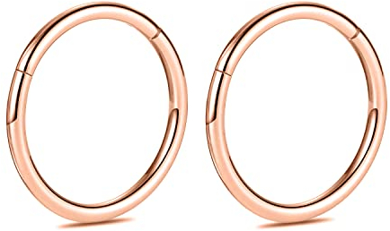 hengkaixuan 2Pcs 8mm Titan 20G Klappsegment Ohrringe Knorpel Helix Lippe Tragus Nasenring Hoop Sleeper Body Piercing