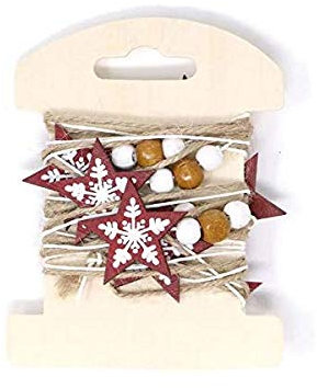 Girlande mit roten Sternen aus Holz 200 cm