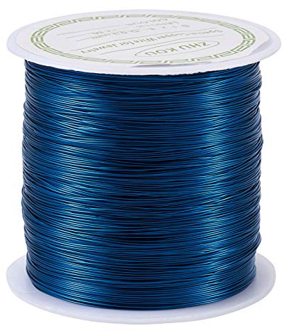PandaHall Alambre de cobre desnudo de 236 pies resistente al deslustre, calibre 28, 0.3 mm, alambre de joyería para manualidades, abalorios, suministros de fabricación de joyas (azul marino)