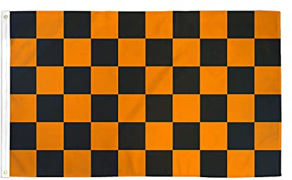 AZ FLAG Bandiera A Scacchi Neri E Arancio 90x60cm - Bandiera Scacchiera Nera ED Arancio 60 x 90 cm