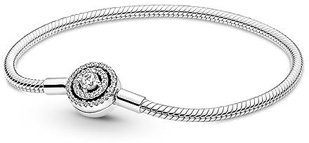 PANDORA Armband Timeless Schlangenarmband silber, Zirkonia 590038C01 Pandora Moments Strahlenkranz Schlangen-Gliederarmband in Sterling-Silber mit Zirkonia, Gr. 16, 590038C01-21