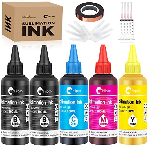 Hiipoo Sublimation Ink Refill for ET2400 ET-2720 ET-2760 ET-2800 ET-2803 ET-2850 ET-4800 ET-15000 ET-3760 Inkjet Printer Heat Press on Mugs T Shirts Pillows 500ml
