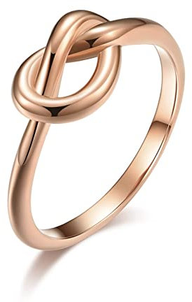 Hoisy Zierliche Ringe Damen, Rosenkranz Ring Gold Knoten Roségold Größe 49 Eheringe Antragsring für Frauen