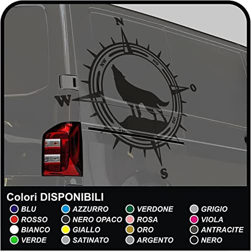 Kit 2 Camping-Car Autocollants Rose des Vents pour Voitures Van et Vans Autocollants Graphiques pour Voiture Caravane Camping-Car Van Camion (Gris Satin)
