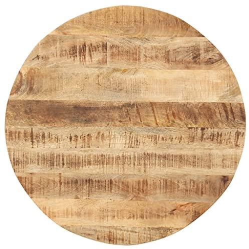 homiuse Tischplatte Massivholz Mango Rund 15-16 mm 60 cm Hellbraun Holzplatte Massiv Holzplatte Rund Tischplatte Ersatzteil für Esstisch Couchtisch Garten Tische Praktisch & Schön Industriestil