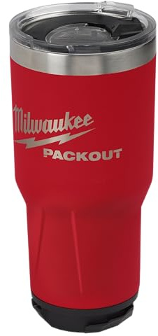 Packout Insulated Tumbler with Lid, Stainless Steel, Red, 30 oz. - 48-22-8393R