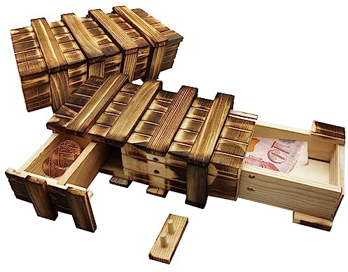 2 Stück Rätselbox Holz Geschenkbox: Nizirioo Magische Rätselbox, Rätselbox für Geldgeschenke mit 2 Sicheren Fächern, Groß Rätsel Geschenkbox für Geldgeschenke, Gutscheine, Schmuck Mystery Knobelspiel