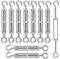 Spannschloss Seilspanner, 304 Edelstahl Verstellbare Spannschloss Haken OC, 10 Stück, Spannhaken für Sonnensegel, Seil, Oder Wäscheleine zu Spannen (Silber)