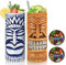Tiki-Tassen, 2 Stück Tiki-Gläser, Hawaii-Party-Becher aus Keramik mit Untersetzer, für Cocktails, hochwertiges Tassen-Set mit 2 Cup Untersetzer Tassen für exotische Party