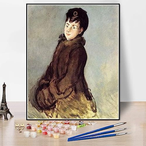 Pintura por números para adultos Isabelle Lemonnier con un manguito de pintura por Edouard Manet DIY pintura al óleo por números Kits