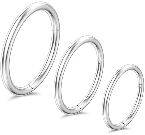 Nasenpiercing Ring 316L Chirurgenstahl,Septum Piercing Nasenring Silber 18g 12mm,Double und Einzel Conch Piercing Ring Daith Piercing Ohr Nostril Piercing Ring,Helix Piercings Silber Körperschmuck