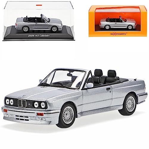 alles-meine.de GmbH B*M*W 3er E30 M3 Cabrio Silber Blau Metallic 1982-1994 1/43 Minichamps Maxichamps Modell Auto mit individiuellem Wunschkennzeichen