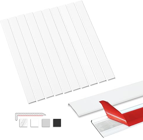 Tilingview 10 Pcs Peel and Stick Tile Trim Edge, Self-Adhesive 12 PVC Molding Tile Trim Edging for Kitchen Backsplash Tile Liner (White)