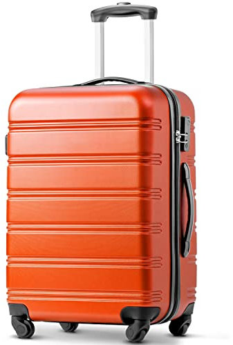 ModernLuxe Suitcase, Medium Hard Shell Suitcase, ABS Carry on Suitcase, Travel Trolley 4 Wheel Spinner, Expandable Lightweight Lockable Luggage, 24inch, Orange