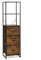 HOMASIS Libreria con 3 cassetti e scaffalatura aperta, in legno, con telaio in ferro, design industriale, per soggiorno, studio, ufficio, 43 x 39 x 156 cm, marrone vintage