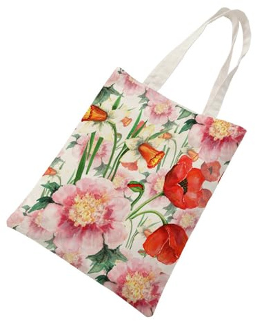 Siebe Jutebeutel 30X40 Mehrfarbige Blume Baumwolltasche Jutebeutel,Stoffbeutel Mit Zwei Langen Henkeln,Stofftasche Faltbar,Wiederverwendbare Jutebeutel