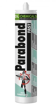 PARABOND FAST - Adhesivo de montaje Blanco de pegado rápido y extremadamente fuerte, Polímero MS, Pega en Madera/Metales/Azulejos/Vidrio/Hormigón, Uso interior y exterior (290ML)