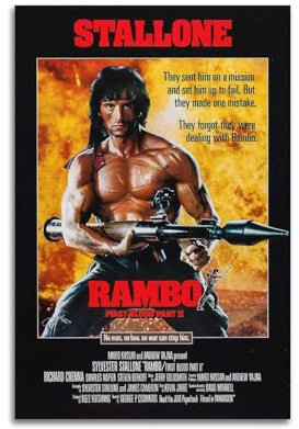 DATOZA Rambo First Blood 2 Poster Dekorative Malerei Leinwand Wandkunst Wohnzimmer Poster Schlafzimmer Malerei,Wandkunst Bilddruck Moderne Familienzimmer Dekor 12x18inch(30x45cm)