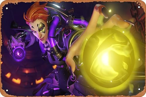 Overwatch, Moira-Spiel-Poster, Wandkunst, Dekoration, Retro-Metall-Blechschild, 20,3 x 30,5 cm