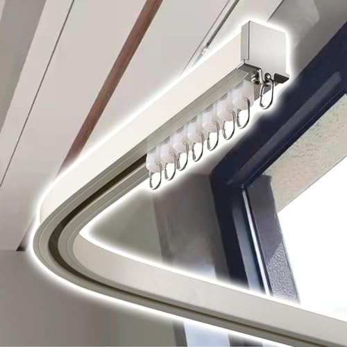 Flexible, biegbare Deckenvorhangschiene, Deckenschienen-Deckenhalterung mit leisen Rollen, einzelne Vorhangschienen für Erkerfenster, Wohnmobil, Hotel, Krankenhaus (Größe: 31 Fuß/9,4 m)
