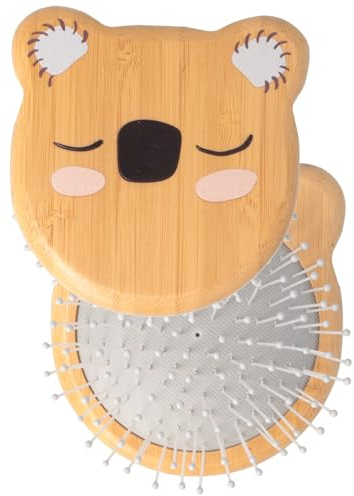 PARSA Beauty Nature Kids Bürste ohne Griff aus Bambus mit Koala Print – Klimaneutrale Haarbürste für Kinder ganz ohne Ziepen - niedliche Koala Kinderhaarbürste