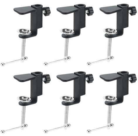 MAHIONG 6 Pcs Quick Grip C Clamp, Desk Table Mount Bracket with Adjustable Interface Aperture, Desk Light Clamp Mount Holder for Monitors, Lamps