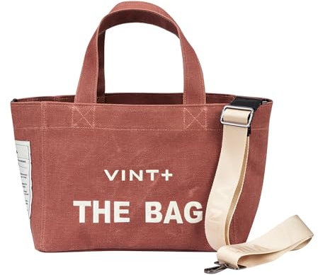 VINT+ Canvas Bag Damen Handtasche – Moderne Schultertasche mit wählbarem Tragegurt – Casual Shopper Tasche ideal für Arbeit, Uni, Schule & Reise | Wasserabweisend, 100% Baumwolle | Small, Terracotta