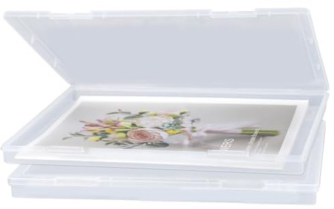 Marte Vanci Plastic A4 File Box Clear Paper Storage File Holder Dustproof Document Protector Paperwork Organiser Filling Boxes Portable Project Case for Photo Letter Craft 2 Pack