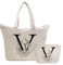 Personalisiert Initialen Tragetasche Canvas, Kosmetiktasche mit Reißver, Damen Handtasche Tote Bag, Einkaufstasche Geschenk für Frau Freundin Mama Schwester, Braut & Brautjungfern Schminktäschchen V