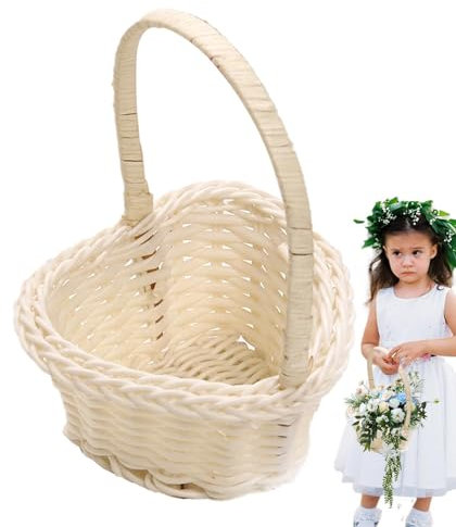Blumenkorb Hochzeit, Hochzeit Blumenmädchen Körbe, Körbe Für Blumenmädchen, Handgewebter Osterkorb Aus Rattan, ni-Webkörbe Für Zuhause Hochzeit Dekoration