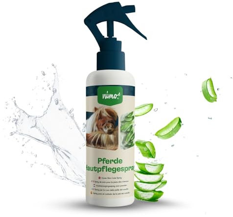 nimo® Pferde Hautpflegespray | Hautpflege für Pferde mit Aloe Vera & Panthenol | Regeneration der Haut bei Trockenheit & Entzündungen | gegen Juckreiz & Reizung | bei Ungezieferbefall, Gras Milben
