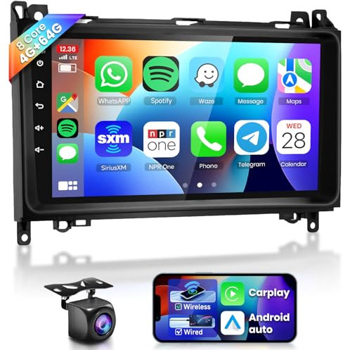 8 Core 4G+64G Radio Coche Android 13 para Mercedes Benz W906 Sprinter W169 W245 W639 Vito Viano, 9 1280 * 720P HD Pantalla Táctil IPS Autoradio con DSP Carplay Android Auto GPS WiFi BT FM RDS Cámara