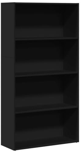 vidaXL Bücherregal, Bücherschrank Regal mit Stauraum, Standregal für Wohnzimmer Büro, Büroregal Aktenregal Aufbewahrungsregal, Schwarz Holzwerkstoff
