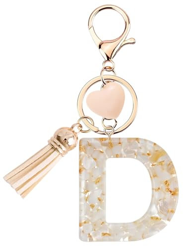 Vorysum Schlüsselanhänger Mädchen Schlüssel Buchstabe Anhänger Beige Marmor Harz Mit Anfangsbuchstaben Gold Schlüsselringe Herzförmig Kinder Schlüsselanhänger Personalisiert Keychain Geschenk (D)