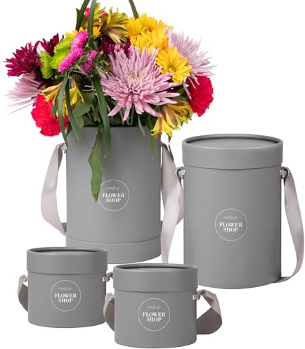 The Florist Supply Shop Blumenstrauß, Hut, Box, 2er-Set, Grau