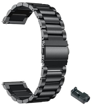 RTRCAGAKM Metall-Edelstahlarmband passend for TicWatch Pro 3, passend for Ultra GPS Smart Watch Band, passend for TicWatch E3/passend for GTX Armband-Armband-Zubehör(Black 2,For TicWatch E3)