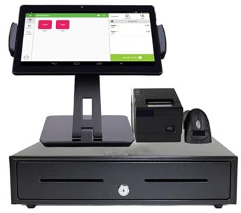 Caisse Enregistreuse, Tablette POS 10 Pouces avec imprimante 80 mm, Scanner Bluetooth for la Vente au détail et Les Restaurants(with Cash Box)