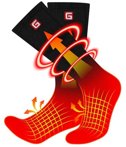G Beheizte Socken Herren Damen Wiederaufladbare mit Akku Elektrische Beheizbare Socken Winter Warme Socken Fusswärmer Batterie Heizsocken mit Akku,Waschbar Socken Beheizbar für Camping Jagd (L)