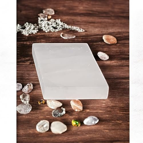 Pro Home Selenite Rectangular Charging Plate 20x10cm Natural White Crystal Selenite Slice Polished Slab