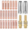 24 Stück MIG/MAG Schweißzubehör Set,Verschleißteile Set mit 20x Stromdüse M6 0,6 0,8 0,9 1,0 1,2 mm,5 x Schweißdüsen,2 x Düsenstock,2 x Isolator,1 Schraubenschlüssel für MIG MAG Schweißbrenner MB15AK