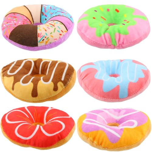 Amexo 6 Piezas Donut Gato Juguete, Catnip Juguete Gato Hierba Gatera Juguete de Peluche Masticar Perro Juguete para Perros y Gato